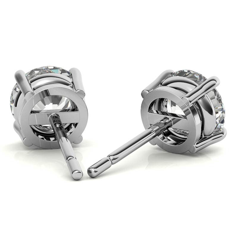 2.50 CTW AGI Certified Lab Grown Round Diamond Stud Earrings in 14K White or Yellow Gold (G/VS)